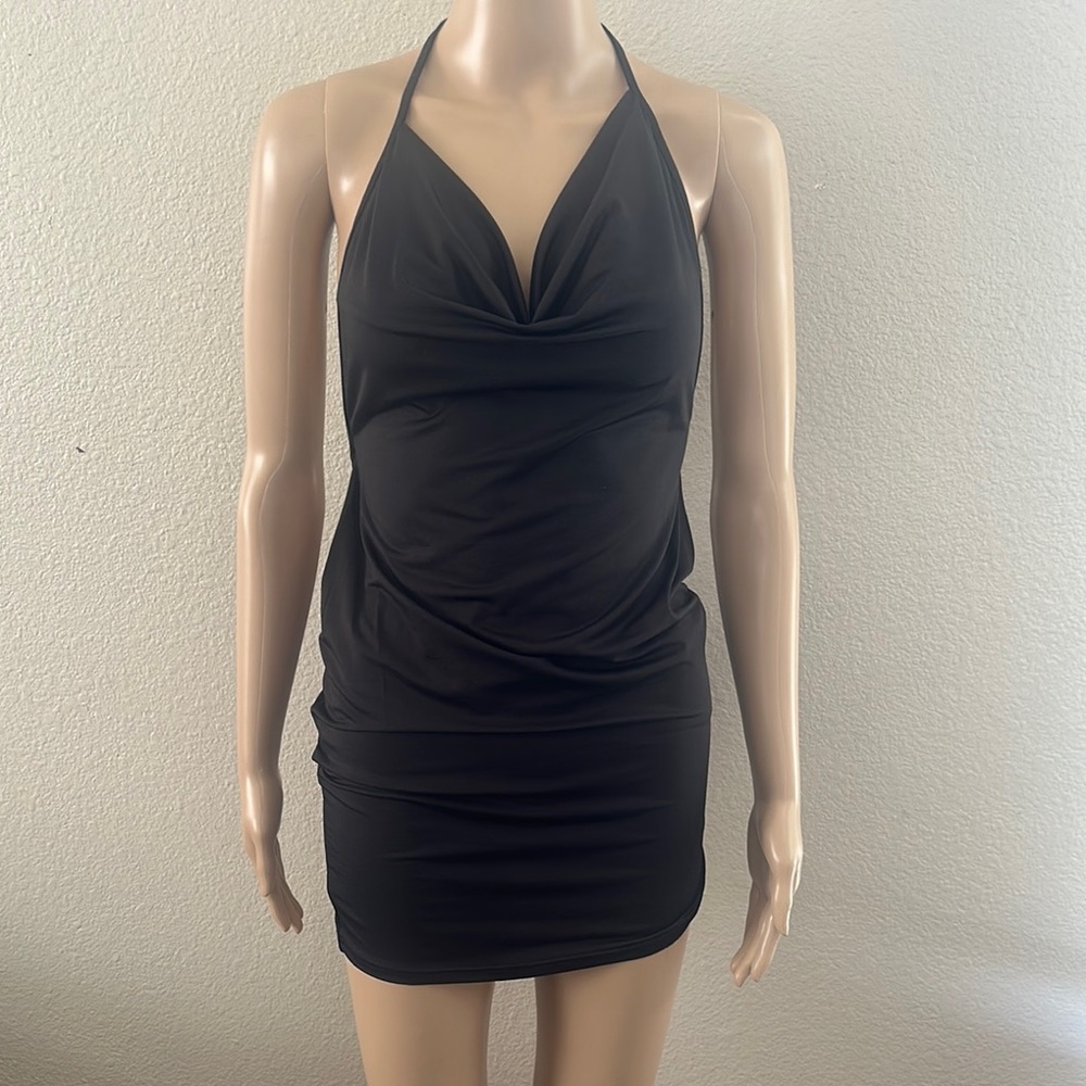 Elegant Black Halter Dress